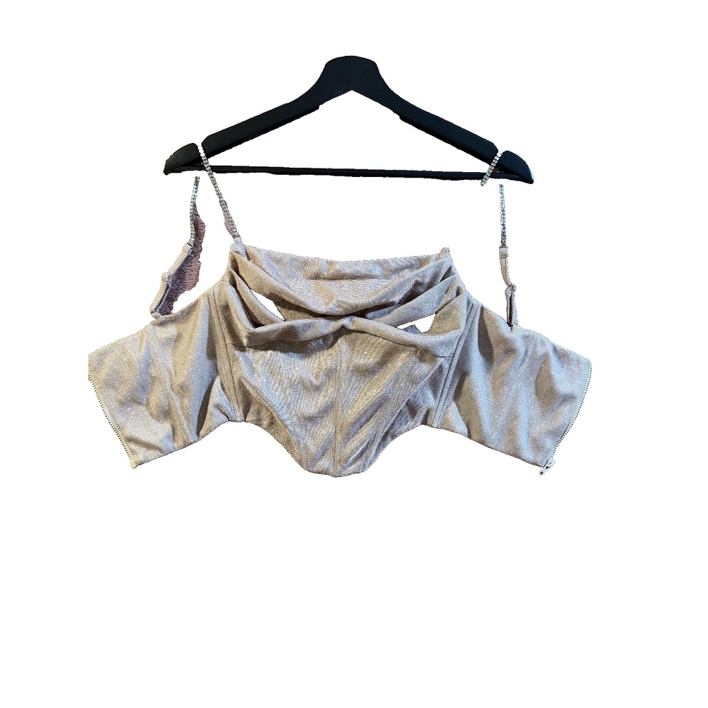 Women's Pink Glitter Corset Top Y2K - Small
